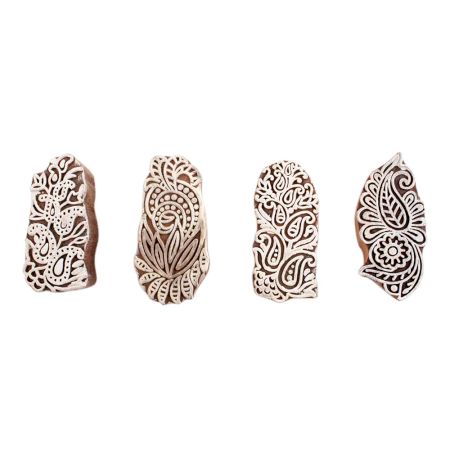 Set of 4 Piece New Mix Wooden Printing Blocks